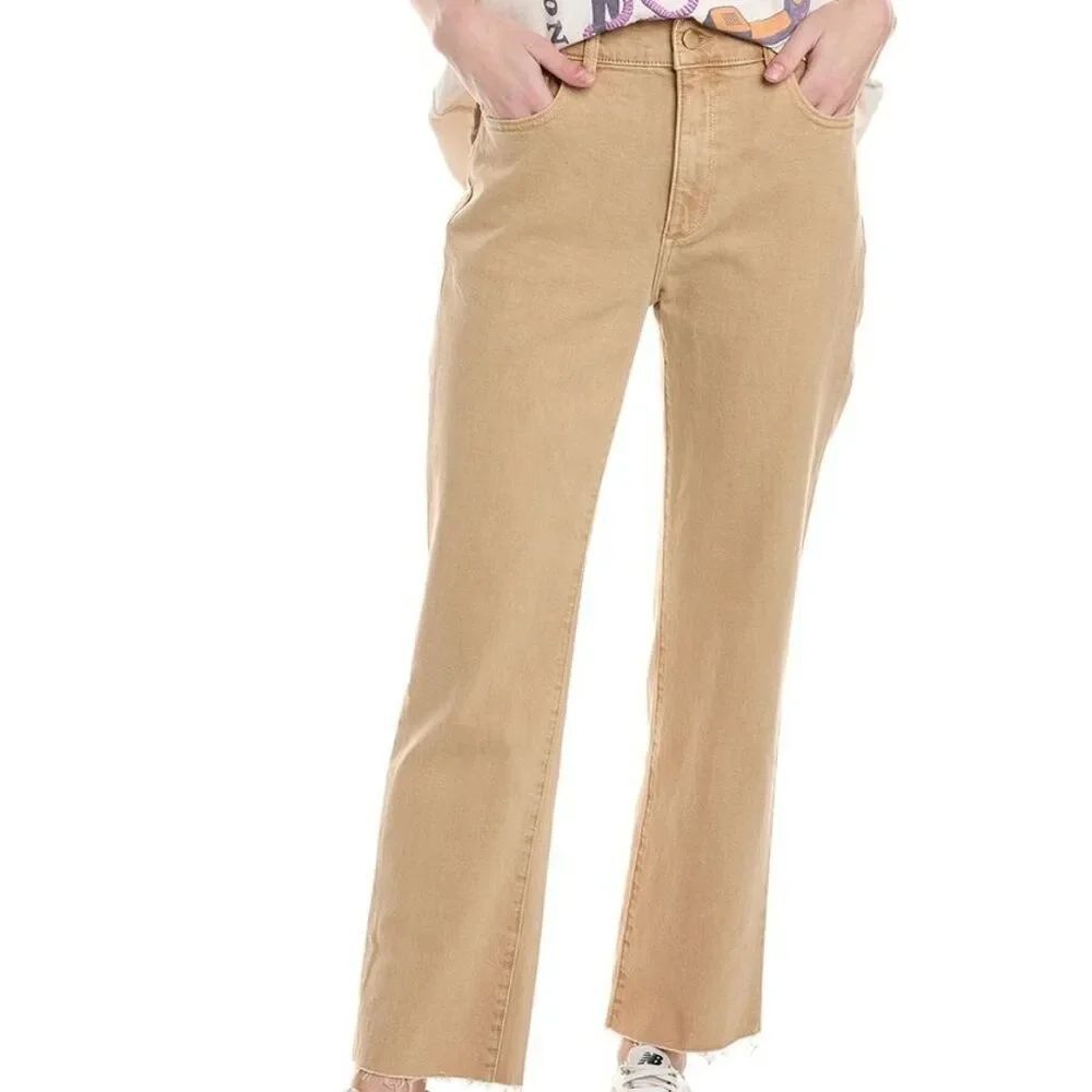 DL1961 Patti straight high-rise sand vintage ankle jean
